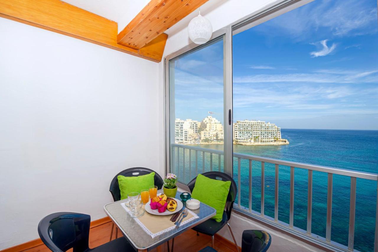 Spinola Bay Top Floor Seafront 3 Bedroom Apartment With Panoramic Sea Views - By Getawaysmalta Сент Джулианс Экстерьер фото