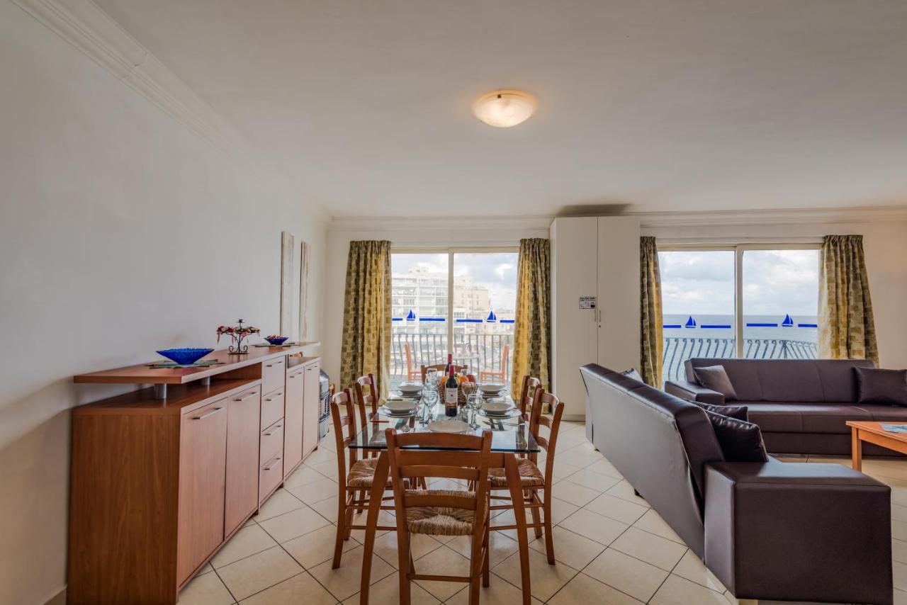 Spinola Bay Top Floor Seafront 3 Bedroom Apartment With Panoramic Sea Views - By Getawaysmalta Сент Джулианс Экстерьер фото