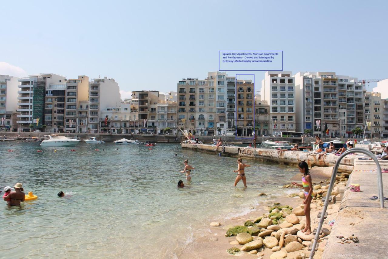 Spinola Bay Top Floor Seafront 3 Bedroom Apartment With Panoramic Sea Views - By Getawaysmalta Сент Джулианс Экстерьер фото